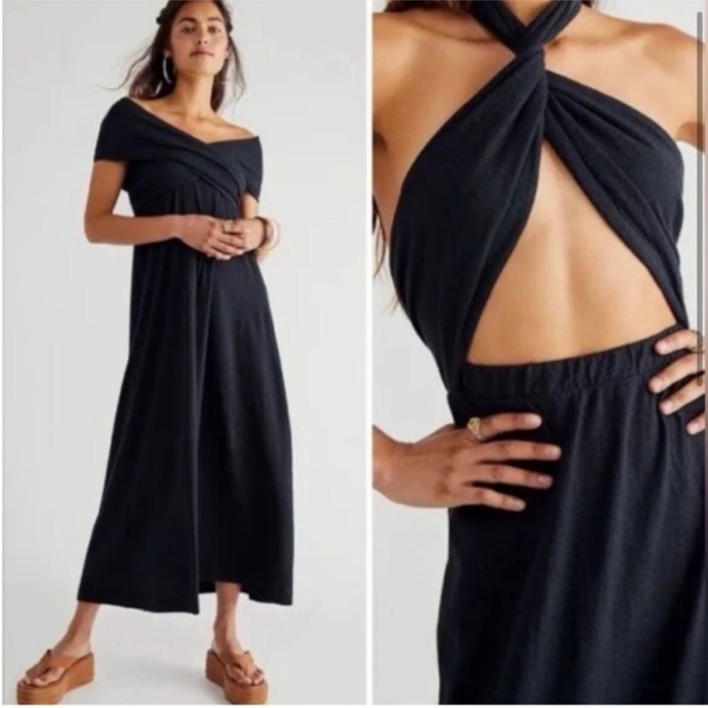 Free people beach convertible maxi dress‎ black womens size XS